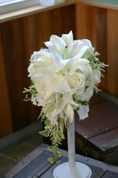 【生花】オーダーメイド/ キャスケードブーケ・クレッセントブーケ[セットプランGrace] 【結婚式 フラワー 生花 ブーケ ブートニア オーダーメイド】