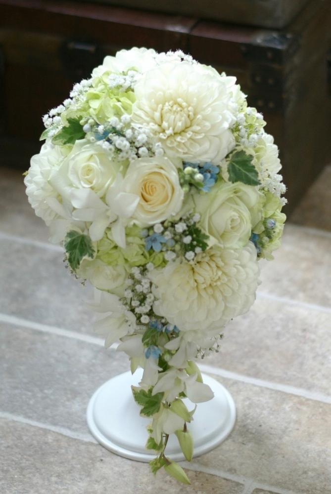 【生花】オーダーメイド/ キャスケードブーケ・クレッセントブーケ[セットプランGrace] 【結婚式 フラワー 生花 ブーケ ブートニア オーダーメイド】