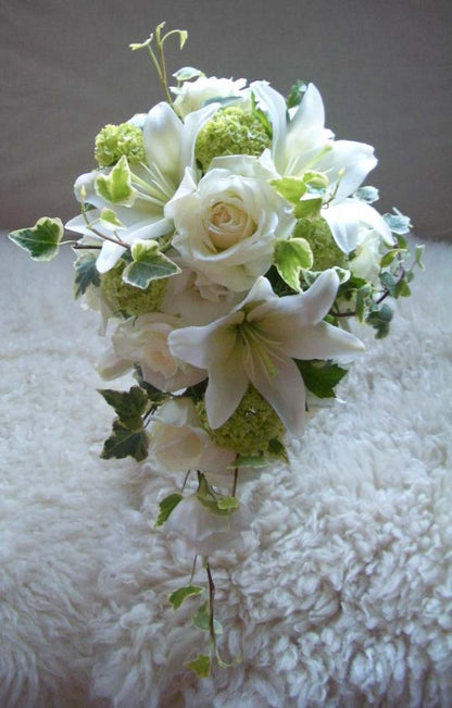 【生花】オーダーメイド/ キャスケードブーケ・クレッセントブーケ[セットプランGrace] 【結婚式 フラワー 生花 ブーケ ブートニア オーダーメイド】