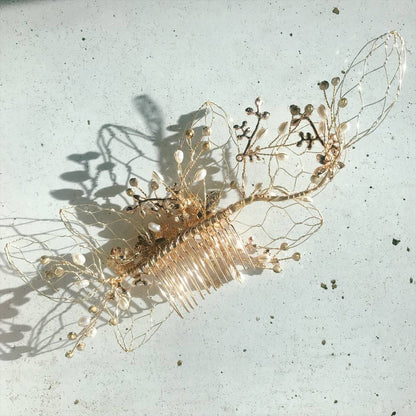 【ヘッドドレス】フラワーモチーフGoldヘッドドレス/ブライダルアクセサリー 【結婚式 ヘアアクセサリー】