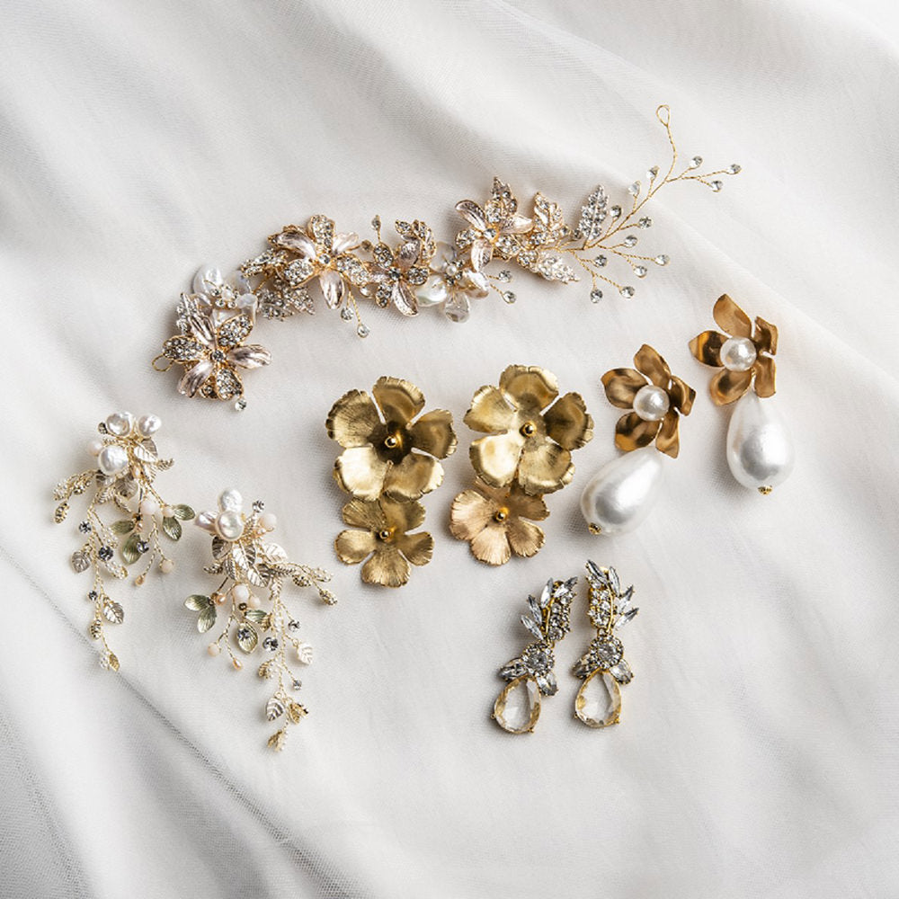 【ヘッドドレス】淡水パールのgold小枝アクセサリー/ブライダルアクセサリー 【結婚式 ヘアアクセサリー】