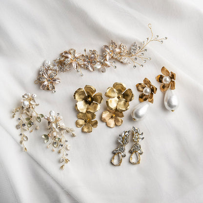 【ヘッドドレス】淡水パールのgold小枝アクセサリー/ブライダルアクセサリー 【結婚式 ヘアアクセサリー】