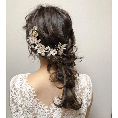 【ヘッドドレス】pinkgold flowerヘッドドレス 【結婚式 ヘアアクセサリー】