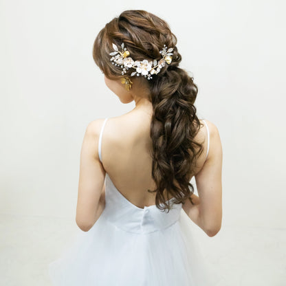 【ヘッドドレス】pinkgold flowerヘッドドレス 【結婚式　ヘアアクセサリー】