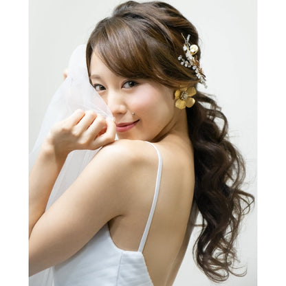 【ヘッドドレス】pinkgold flowerヘッドドレス 【結婚式 ヘアアクセサリー】