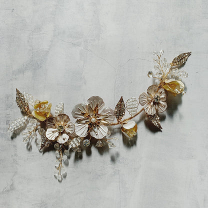 【ヘッドドレス】pinkgold flowerヘッドドレス 【結婚式 ヘアアクセサリー】