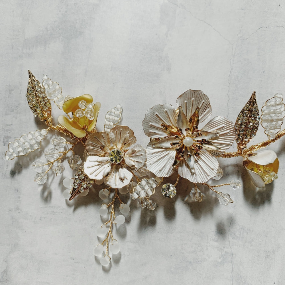 【ヘッドドレス】pinkgold flowerヘッドドレス 【結婚式 ヘアアクセサリー】