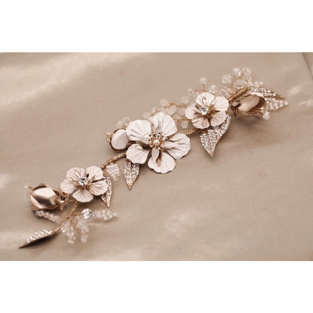 【ヘッドドレス】pinkgold flowerヘッドドレス 【結婚式 ヘアアクセサリー】