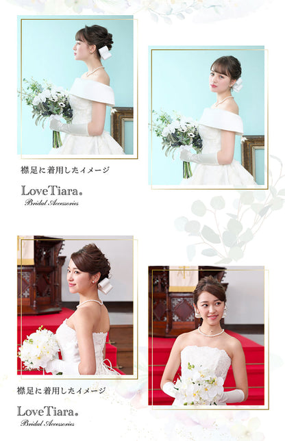 リボンボンネ【楚々】アイボリー 【結婚式 ヘアアクセサリー】（H-112i）