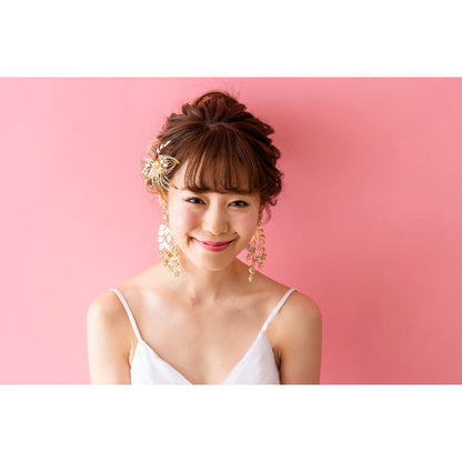 【ヘッドドレス】ゴールドフラワーのヘッドコーム 【結婚式 ヘアアクセサリー】