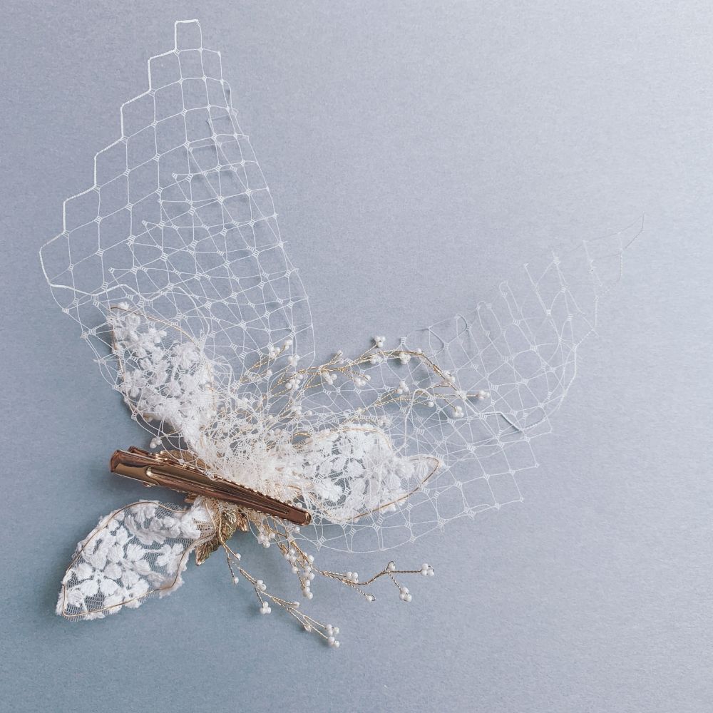 【ヘッドドレス】ゴールドレースボンネ 【結婚式 ヘアアクセサリー】