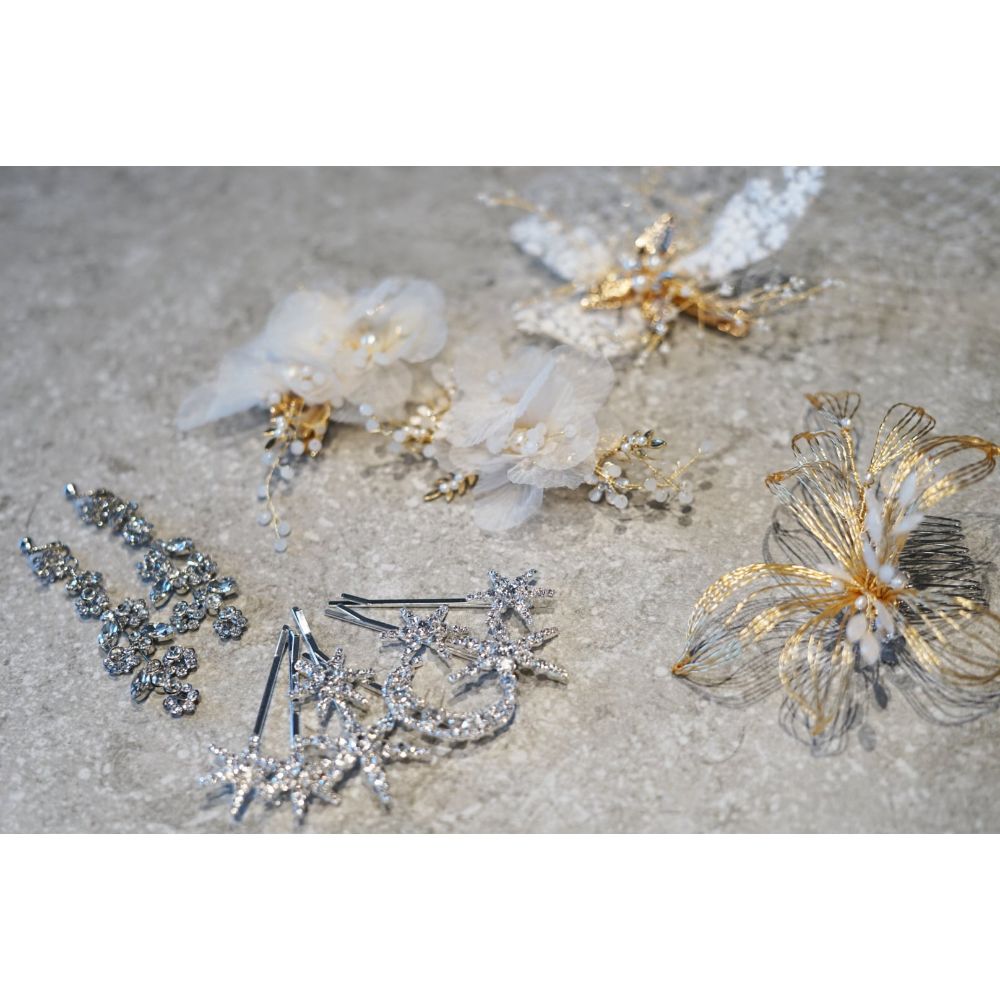 【ヘッドドレス】ゴールドレースボンネ 【結婚式 ヘアアクセサリー】