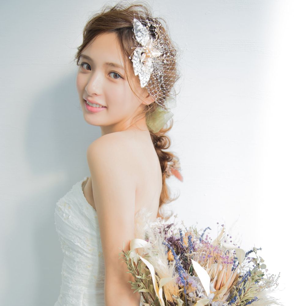 【ヘッドドレス】ゴールドレースボンネ 【結婚式　ヘアアクセサリー】