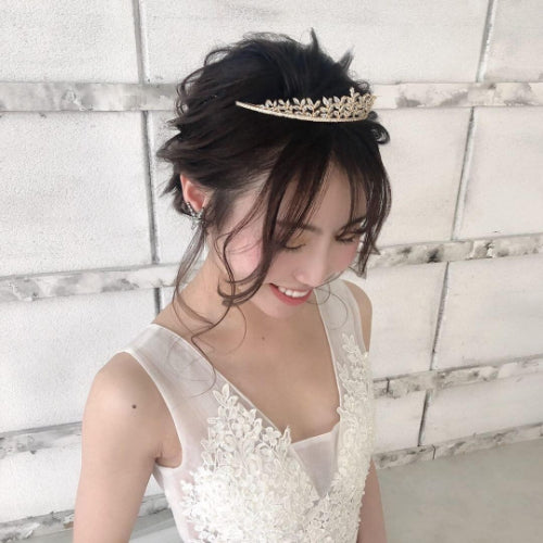 【ティアラ】Gold Leaf Motif ティアラ 【結婚式　ヘアアクセサリー】