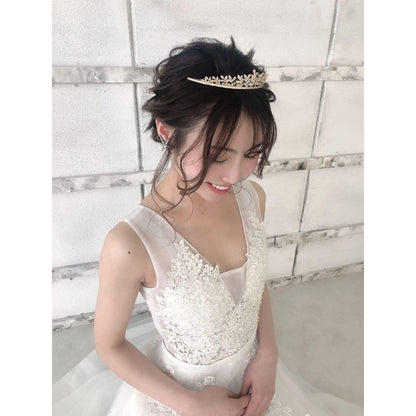 【ティアラ】Gold Leaf Motif ティアラ 【結婚式　ヘアアクセサリー】