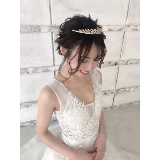 【ティアラ】Gold Leaf Motif ティアラ 【結婚式 ヘアアクセサリー】