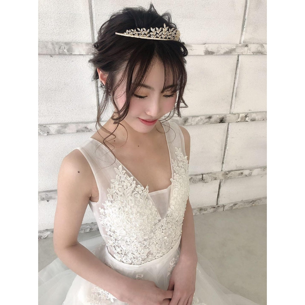 【ティアラ】Gold Leaf Motif ティアラ 【結婚式　ヘアアクセサリー】