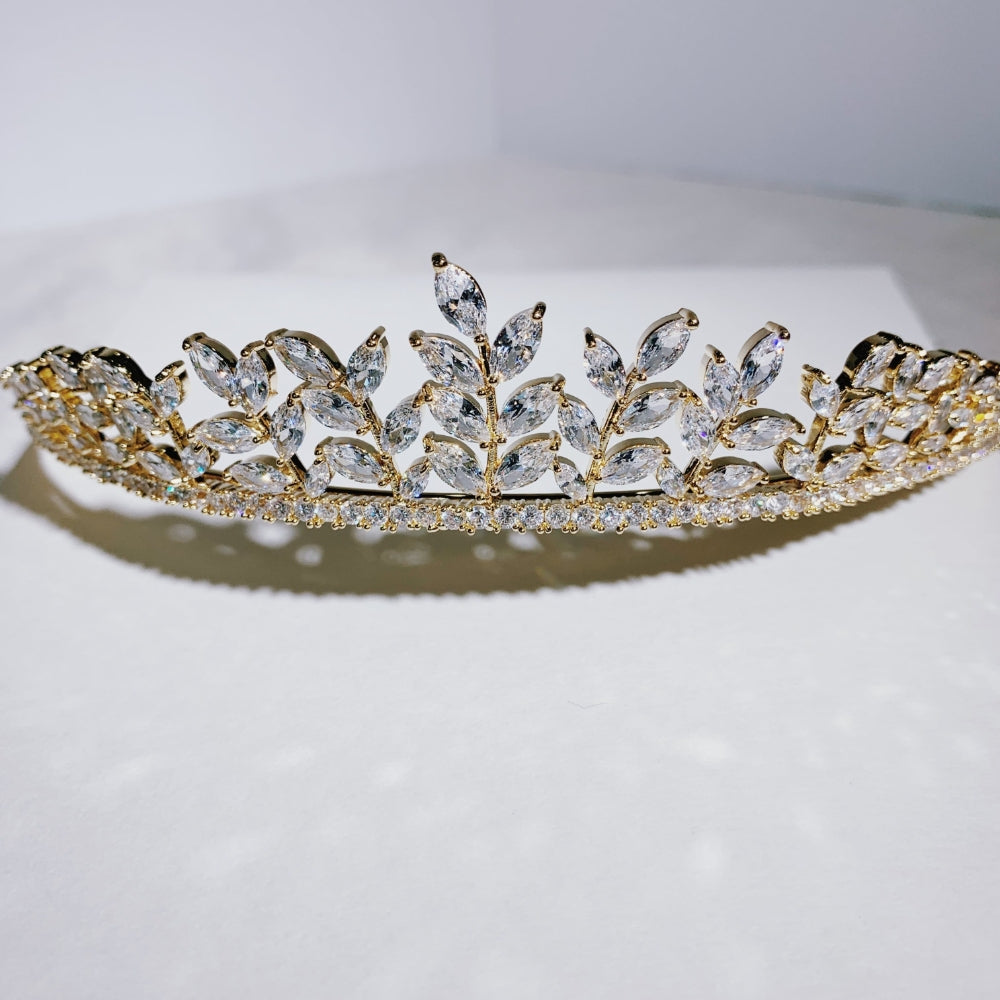 【ティアラ】Gold Leaf Motif ティアラ 【結婚式 ヘアアクセサリー】