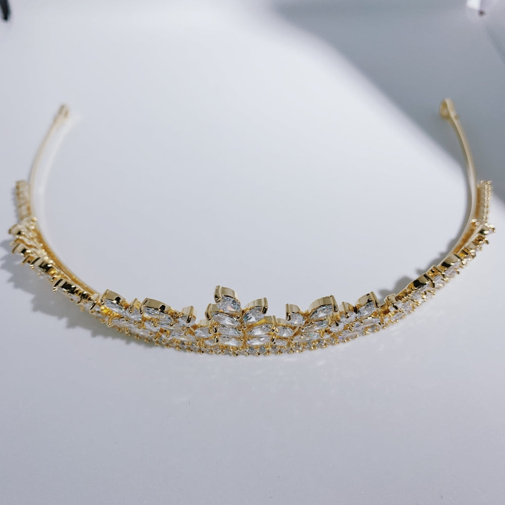【ティアラ】Gold Leaf Motif ティアラ 【結婚式 ヘアアクセサリー】