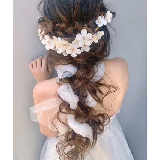 【ティアラ】White Flower ティアラ/ブライダルアクセサリー 【結婚式 ヘアアクセサリー】
