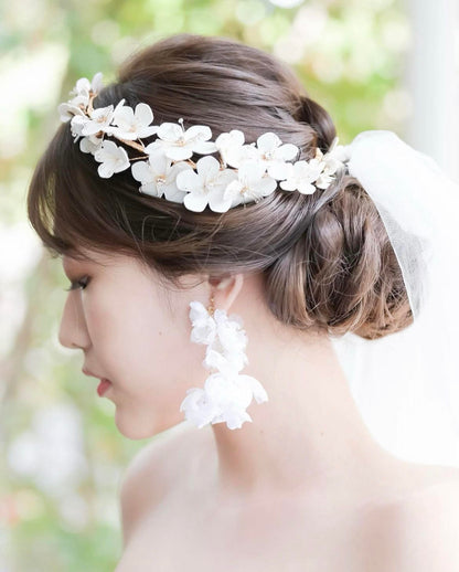 【ティアラ】White Flower ティアラ/ブライダルアクセサリー 【結婚式 ヘアアクセサリー】