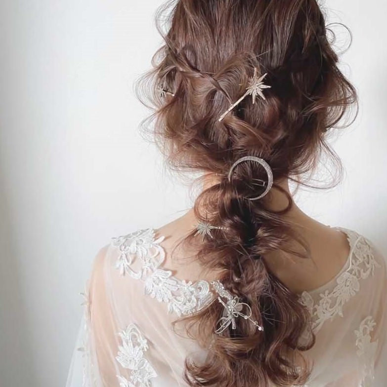 【ヘアピン】Antique Gold Stardustヘアピン7本セット/ブライダルアクセサリー 【結婚式 ヘアアクセサリー】