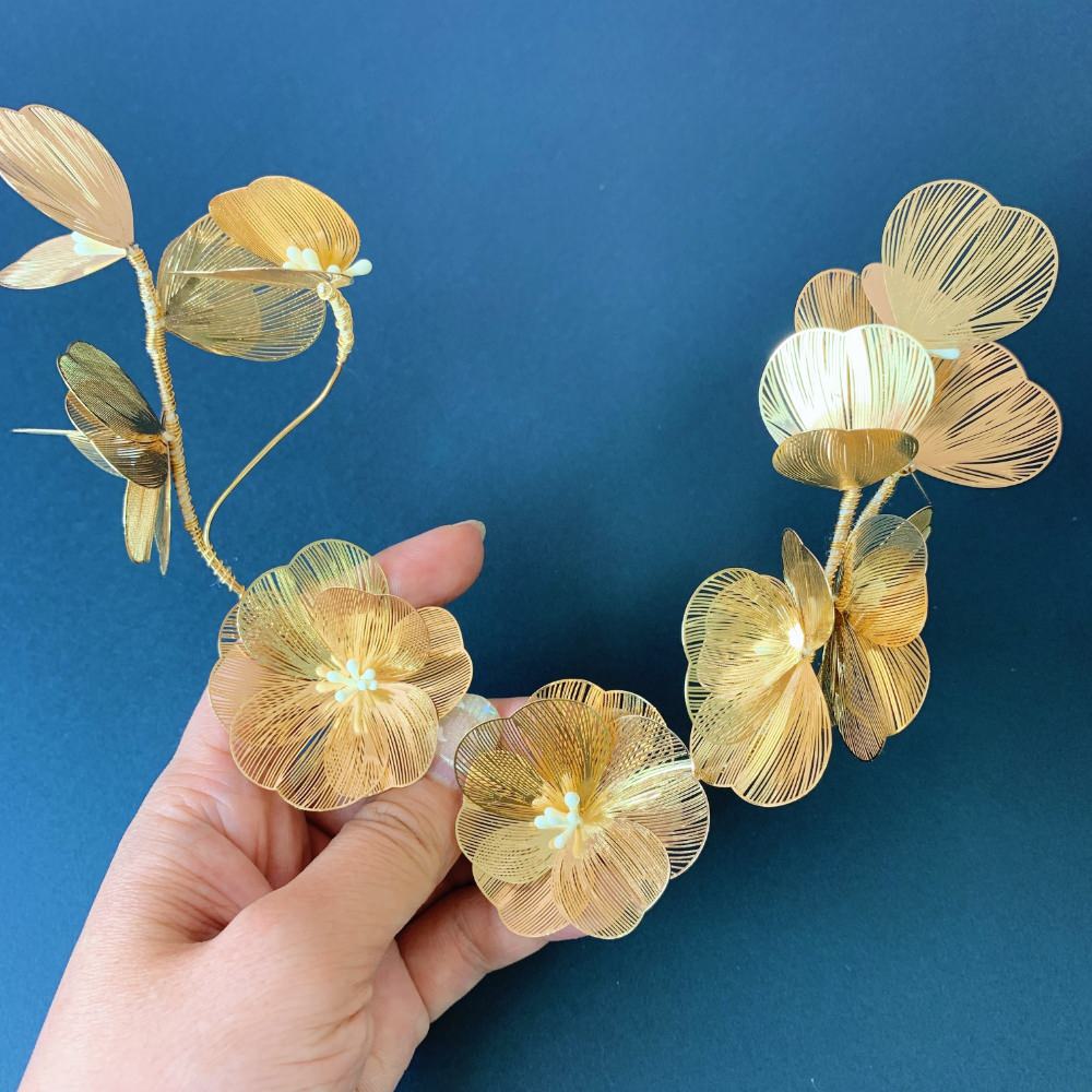 【ヘッドドレス】Bohemian gold flower ブライダルヘッドドレス 【結婚式 ヘアアクセサリー】