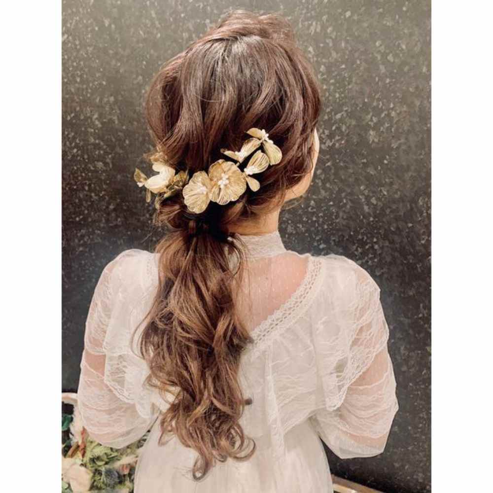 【ヘッドドレス】Bohemian gold flower ブライダルヘッドドレス 【結婚式　ヘアアクセサリー】