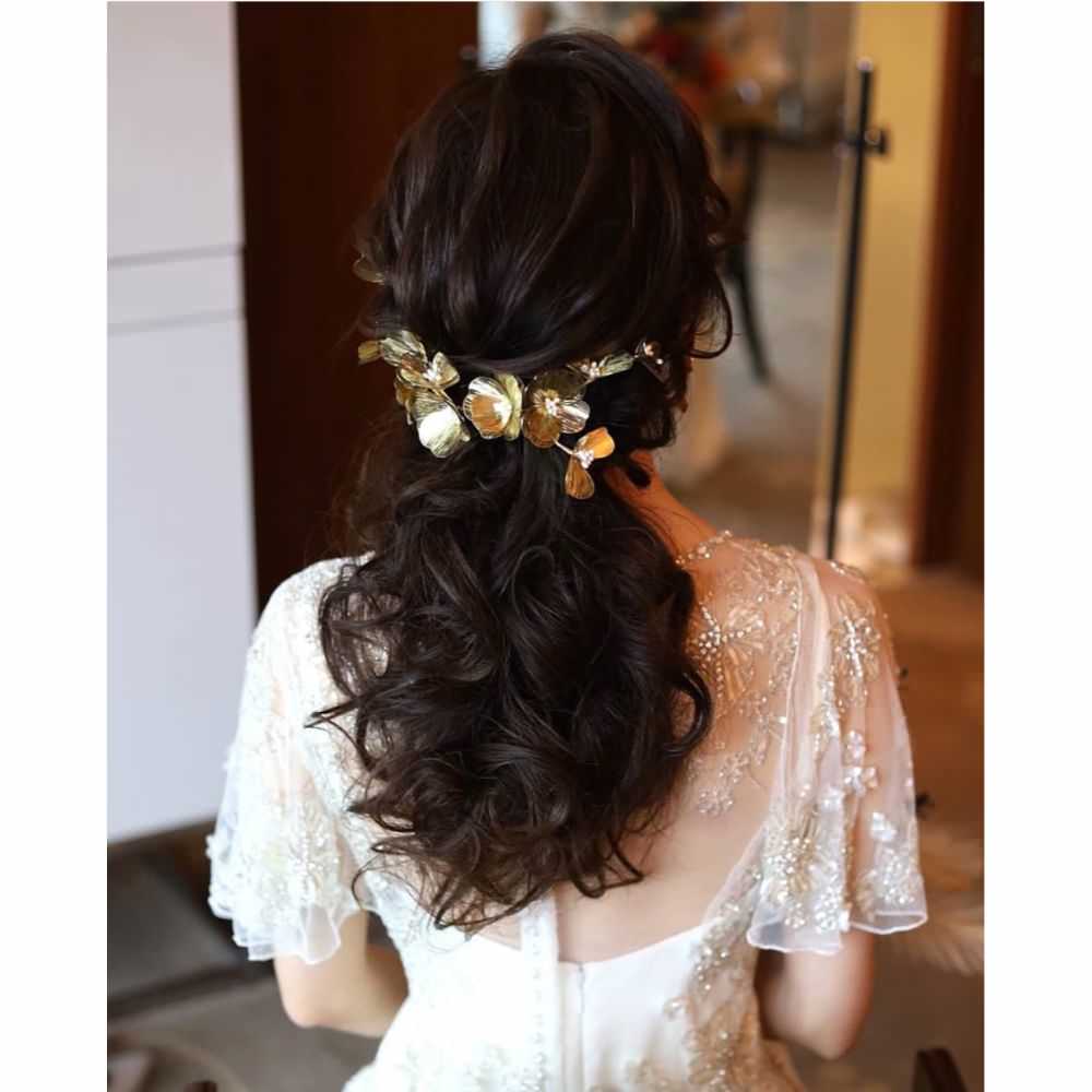 【ヘッドドレス】Bohemian gold flower ブライダルヘッドドレス 【結婚式　ヘアアクセサリー】