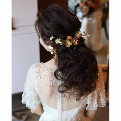 【ヘッドドレス】Bohemian gold flower ブライダルヘッドドレス 【結婚式 ヘアアクセサリー】