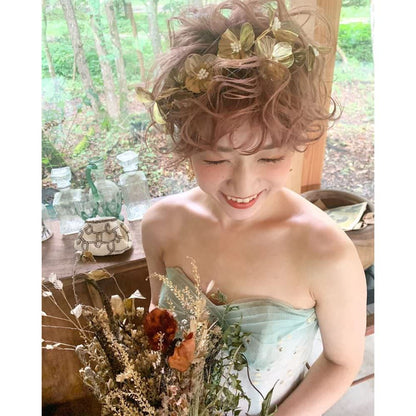 【ヘッドドレス】Bohemian gold flower ブライダルヘッドドレス 【結婚式 ヘアアクセサリー】
