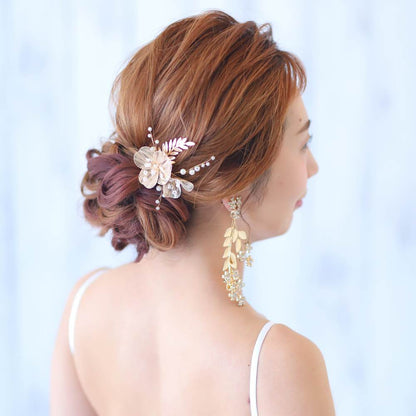 【ヘッドパーツ】gold flower ブライダルヘッドパーツ 【結婚式 ヘアアクセサリー】