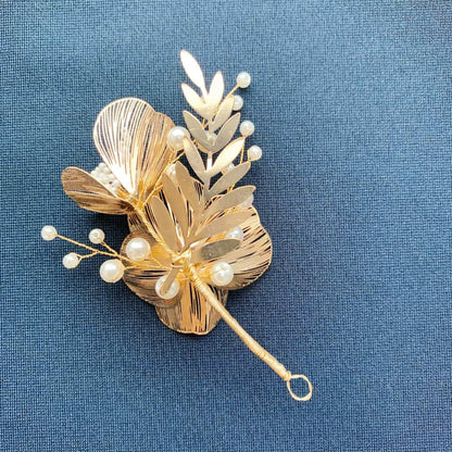 【ヘッドパーツ】gold flower ブライダルヘッドパーツ 【結婚式 ヘアアクセサリー】