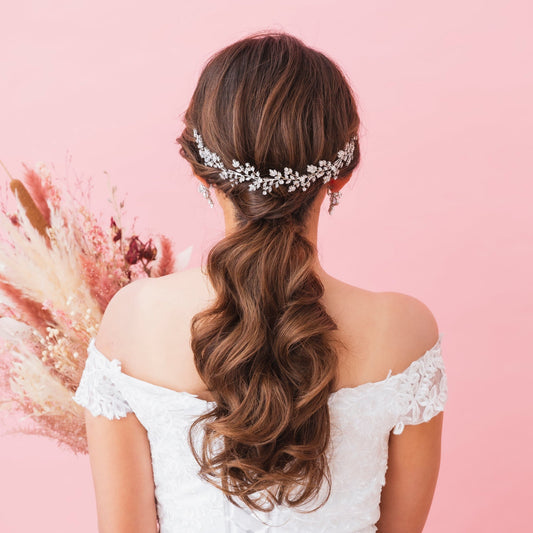 【ヘッドドレス】キュービックジルコニア Floral Head Band 【結婚式 ヘアアクセサリー】