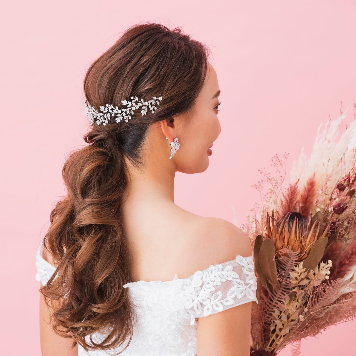 【ヘッドドレス】キュービックジルコニア Floral Head Band 【結婚式　ヘアアクセサリー】