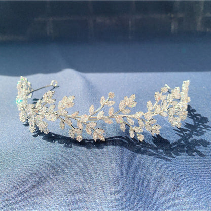 【ヘッドドレス】キュービックジルコニア Floral Head Band 【結婚式　ヘアアクセサリー】