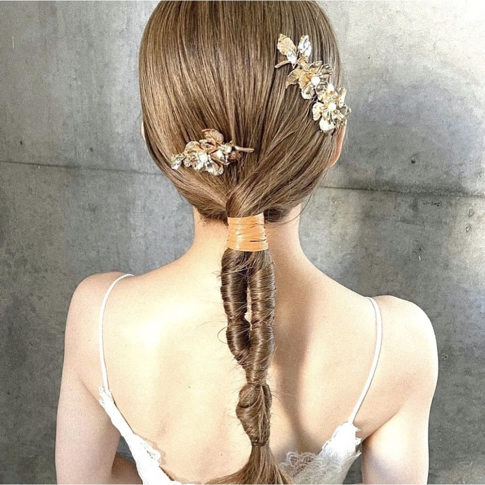 【ヘッドドレス】Gold Flower ヘッドコーム 2点セット 【結婚式　ヘアアクセサリー】