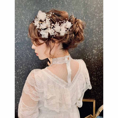 【ヘッドドレス】シフォンフラワーヘッドドレス/ブライダルアクセサリー 【結婚式 ヘアアクセサリー】