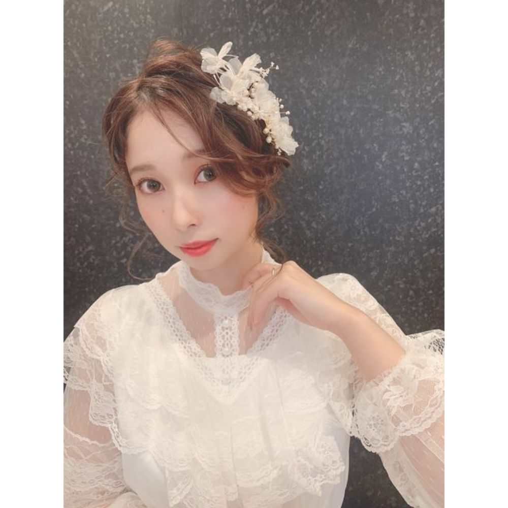 【ヘッドドレス】シフォンフラワーヘッドドレス/ブライダルアクセサリー 【結婚式 ヘアアクセサリー】