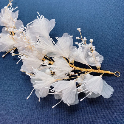 【ヘッドドレス】シフォンフラワーヘッドドレス/ブライダルアクセサリー 【結婚式 ヘアアクセサリー】