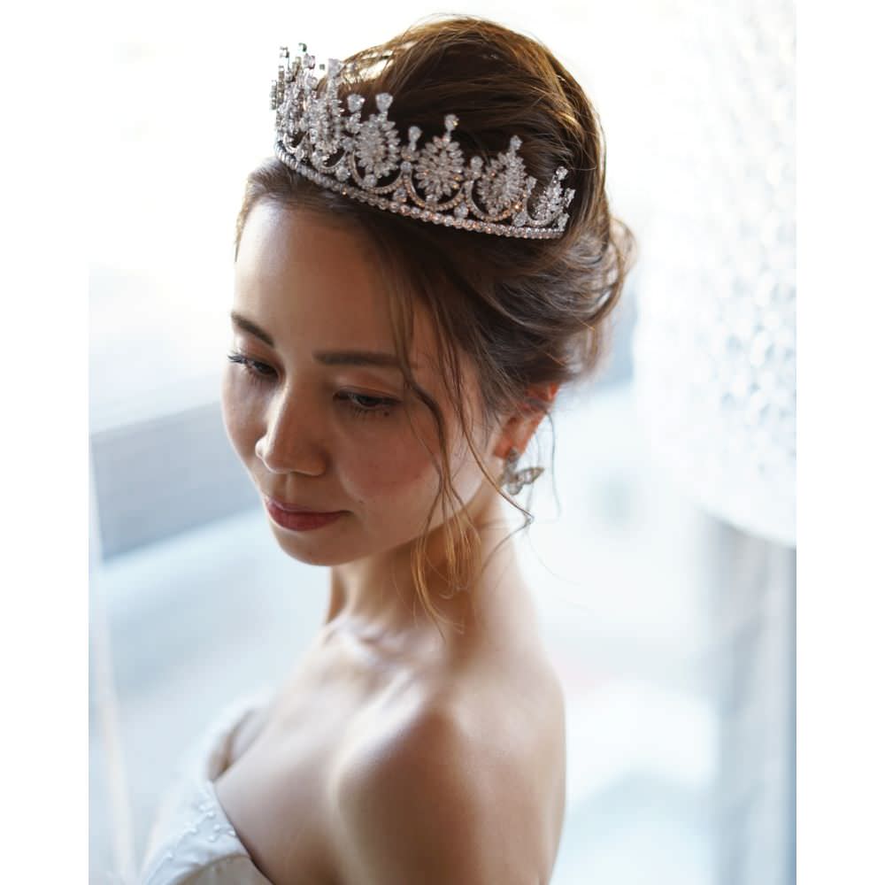 【ティアラ】Zirconia Crown Olivia Tiara/ブライダルアクセサリー 【結婚式 ヘアアクセサリー】