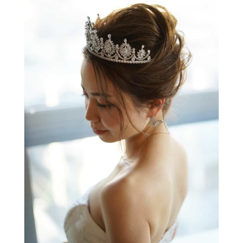 【ティアラ】Zirconia Crown Olivia Tiara/ブライダルアクセサリー 【結婚式　ヘアアクセサリー】