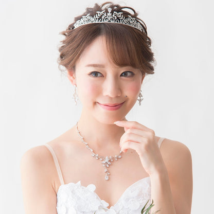 【ティアラ】Botanic キュービックジルコニア ブライダルティアラ 【結婚式　ヘアアクセサリー】