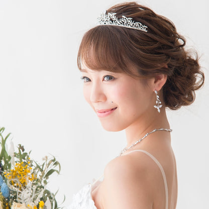 【ティアラ】Botanic キュービックジルコニア ブライダルティアラ 【結婚式　ヘアアクセサリー】