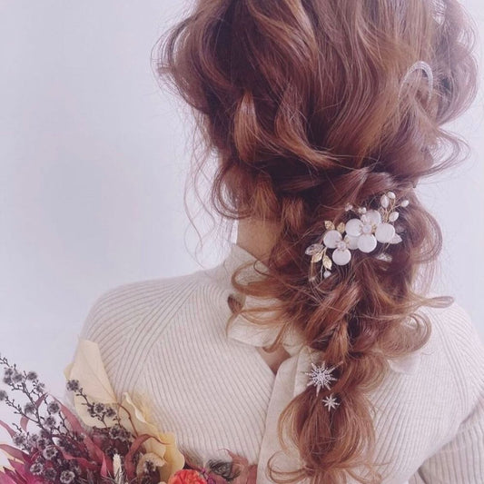 【ヘッドパーツ】フラワーペタル キュービックジルコニアヘッドピース 【結婚式 ヘアアクセサリー】