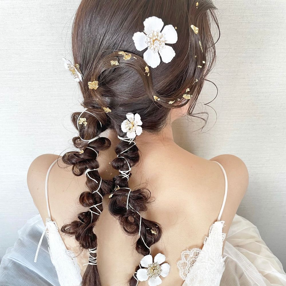 【ヘッドパーツ】Flower Hair Comb 5点セット 【結婚式 ヘアアクセサリー】