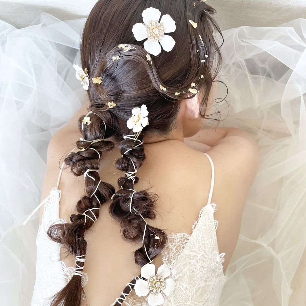 【ヘッドパーツ】Flower Hair Comb 5点セット 【結婚式 ヘアアクセサリー】