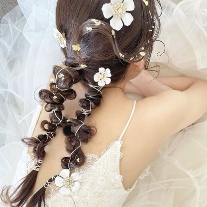 【ヘッドパーツ】Flower Hair Comb 5点セット 【結婚式　ヘアアクセサリー】