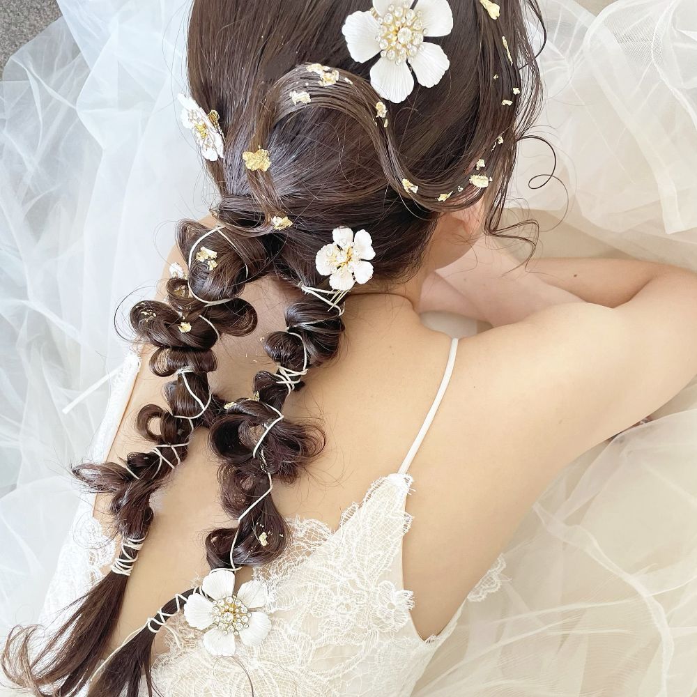【ヘッドパーツ】Flower Hair Comb 5点セット 【結婚式 ヘアアクセサリー】