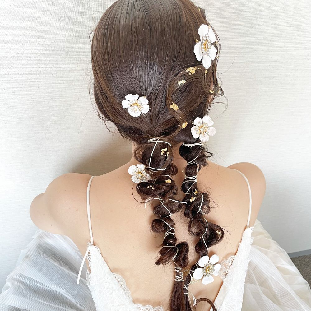 【ヘッドパーツ】Flower Hair Comb 5点セット 【結婚式　ヘアアクセサリー】